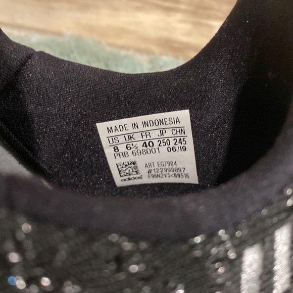 Adidas black/gray silver sparkles sneakers size 8 - Picture 4 of 5